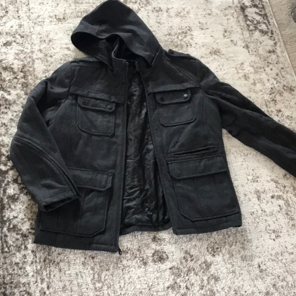 Men’s Black Rivet wool coat